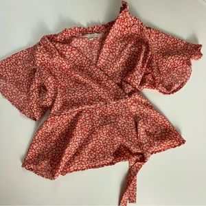 Peach floral business casual top